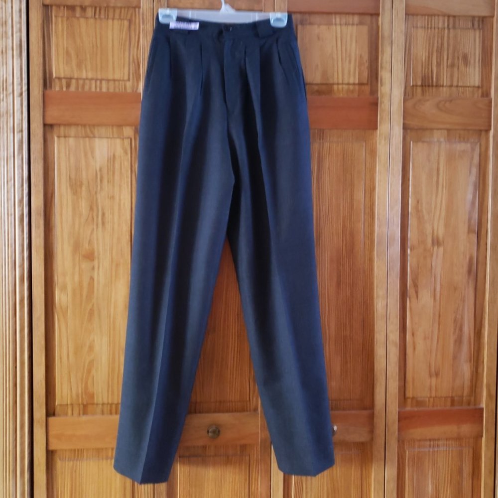 HERMAN GEIST 26x32 high waisted pleated wool dress pants black 8L women's tall